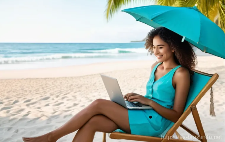 브라질의 대학교 전공 추천 - Image Prompt 1: "Digital Nomad Lifestyle in Coastal Brazil"**