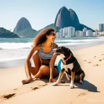 Home 18 브라질에서 인기 있는 애완동물 - **A joyous scene of a Brazilian "vira-lata" dog playing energetically with a diverse family on a sun...